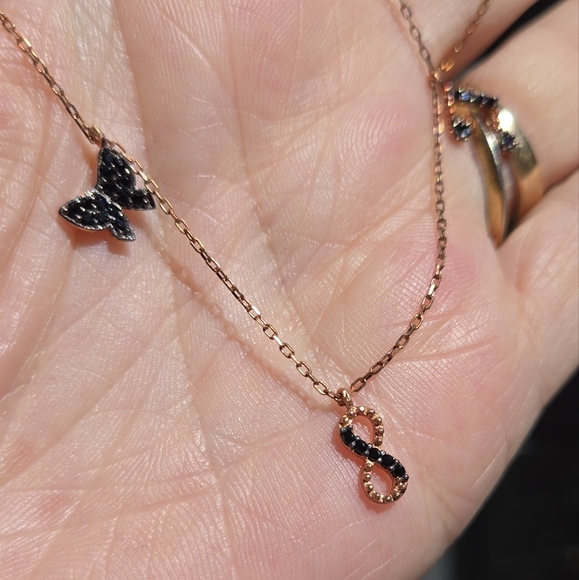 HOST PICK! 🎈🎉 Onyx Sterling & Rosegold Favorite Things Charm Necklace 16" - Picture 9 of 9